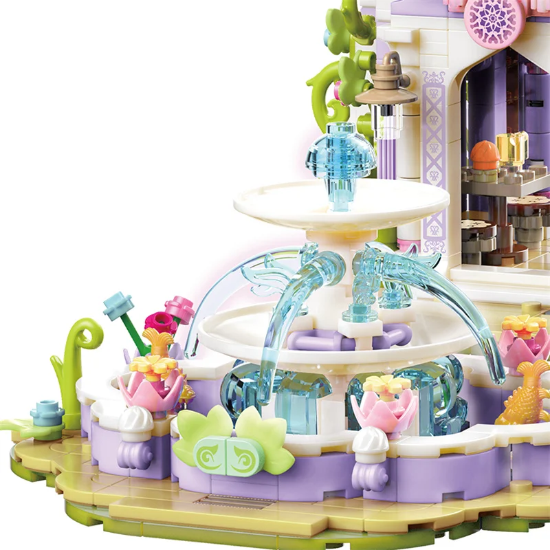 여아용 공주 성 빌딩 블록, 나무집 안뜰 정원 모델 블록, 어린이 창의적인 DIY 교육 장난감, 어린이 선물