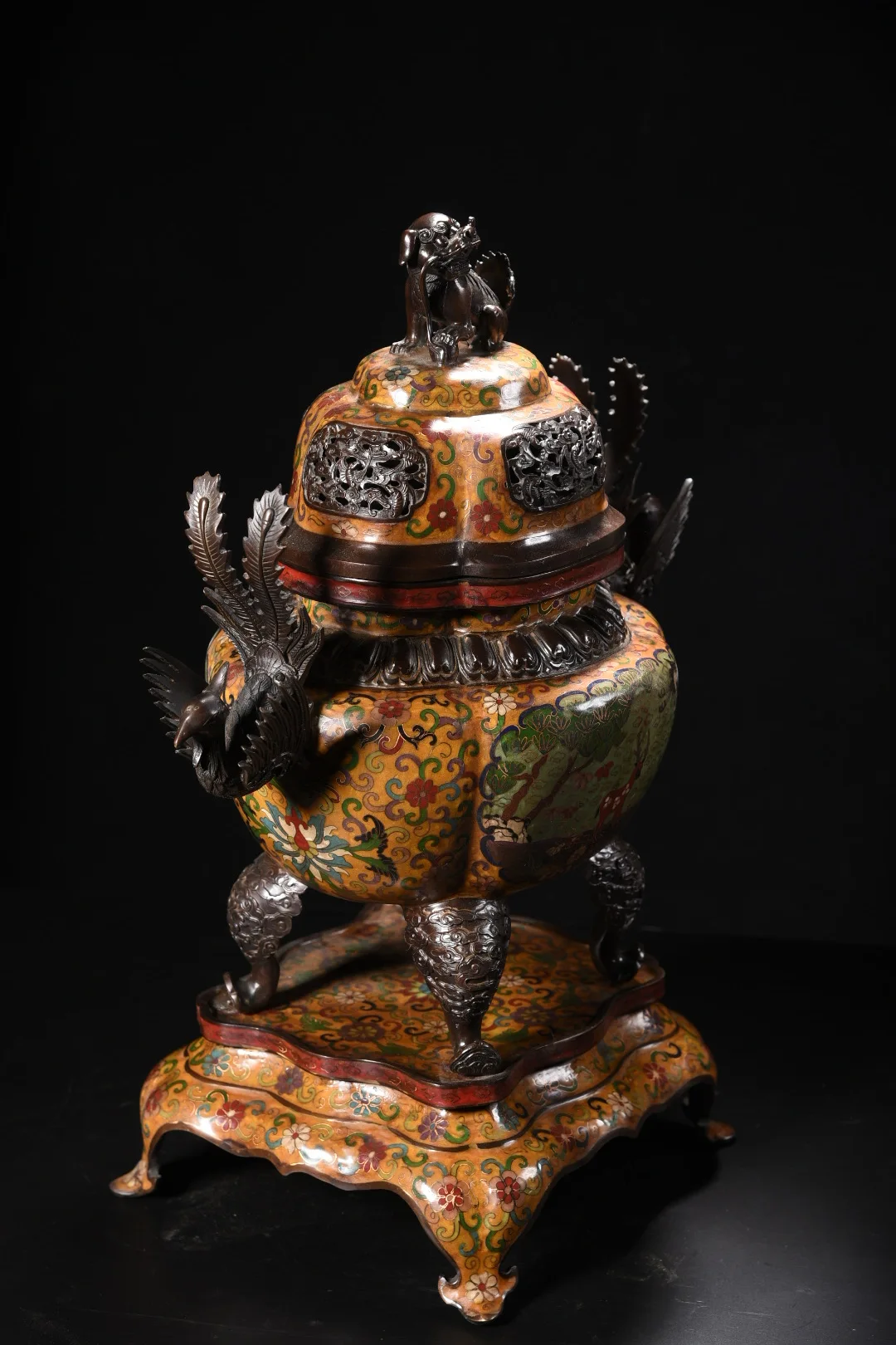 21 "المعابد النيبالية القديمة البرونزية مصوغة بطريقة المينا الأسد تمثال غطاء فينيكس الأذن مبخرة قاعدة قاعة العبادة