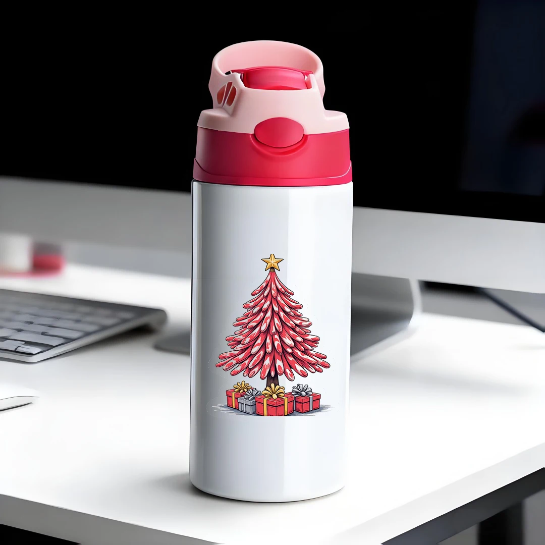 

304 stainless steel thermal cup cartoon Christmas tree design childrens straw cup Cozy and cute Christmas gift full of fun an