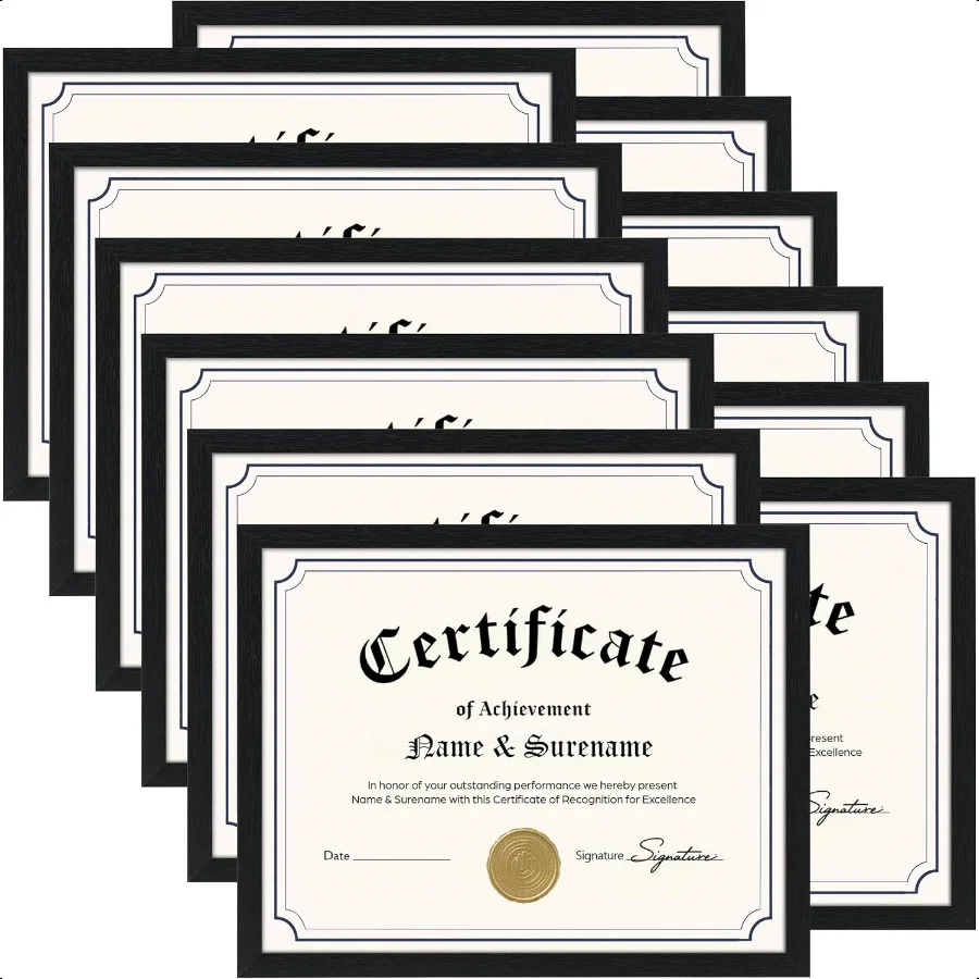 إطار صورة 8.5 × 11 أسود 12 حزمة 8.5 × 11 إطارات دبلوم إطار شهادة من الخشب غير اللامع لجوائز هدايا التخرج Lette #1