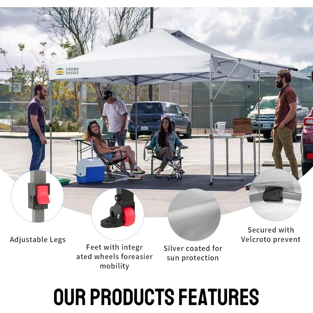 خيمة مظلة منبثقة مقاس 10 × 10، مظلة تجارية فورية مع قماش مطلي بالفضة 150D بما في ذلك مظلة ممتدة #6