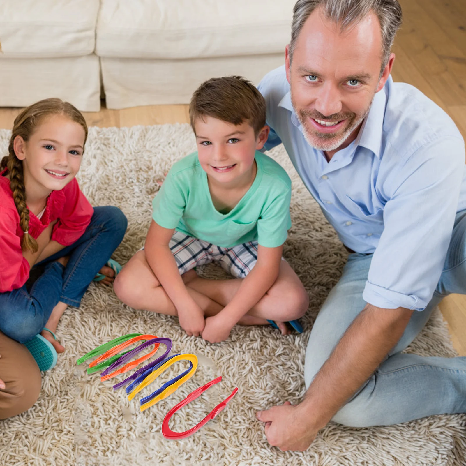 6 Stuks Kinderen Kleurrijke Pincet Fijne Motoriek Tool Voor Voorschoolse Leren Sorteren Bonen Zintuiglijke Bin Plastic Tang Craft