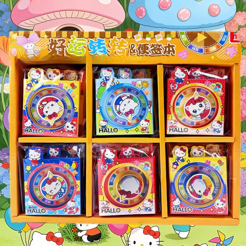 

Kawaii Hello Kitty Lucky Spin Notebook, Cute Fortune Spinner Memo Pad Stationery For Students Girls Gift Sticky Notes for Stress