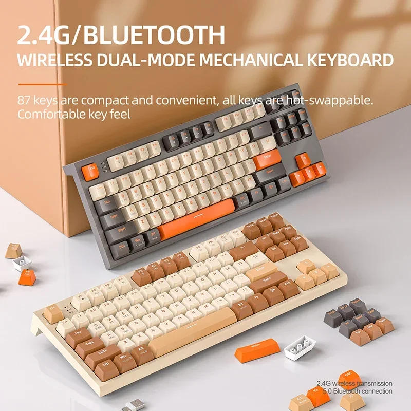 Free Wolf M88 Wireless Dual Mode Mechanical Keyboard Hot Swappable Multi-function Shortcuts Low Latency Gaming Keyboard