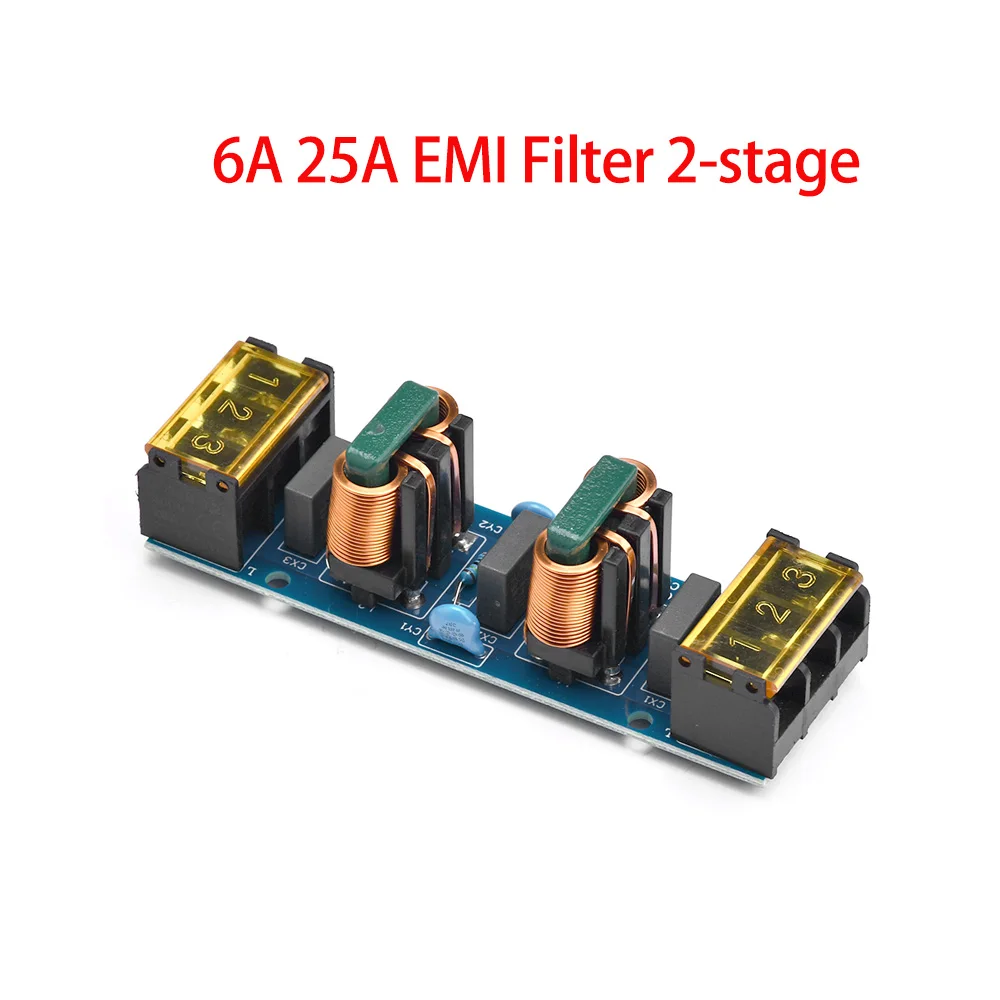 AC 110V 220V 6A 25A Filtr EMI 2-stopniowy tłumik zakłóceń elektromagnetycznych Wspólne zasilanie EMC Wzmacniacz audio Oczyszczacz