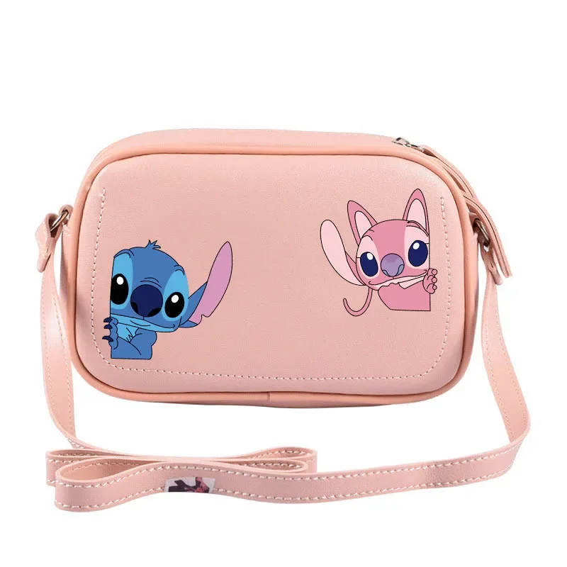 MINISO Disney New Series Cartoon Cute Stitch Crossbody Bag Printed Camera Small Square Portable Anime Bag PU Shoulder Bag Gift