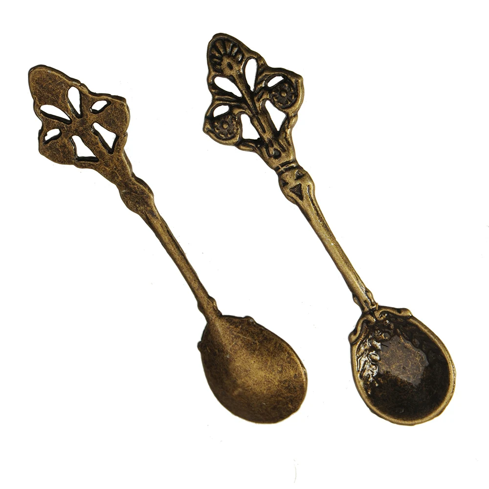 20pcs Spoon Charms Pendants Diy Ornaments Suspension Metal 59mm Retro Bronze Handwork Bracelet Crafts Jewelery Fittings Supplies