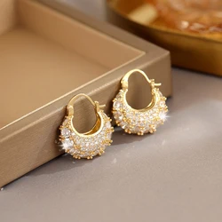New Fashion Classic Temperament High Quality Zircon Basket Earrings Gift Banquet Women's Jewelry Earrings 2025