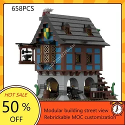 Medieval Alley Blacksmith Shop MOC Creative Architecture Castle Model Building Blocks Architecture Assembly Model Toys Gift