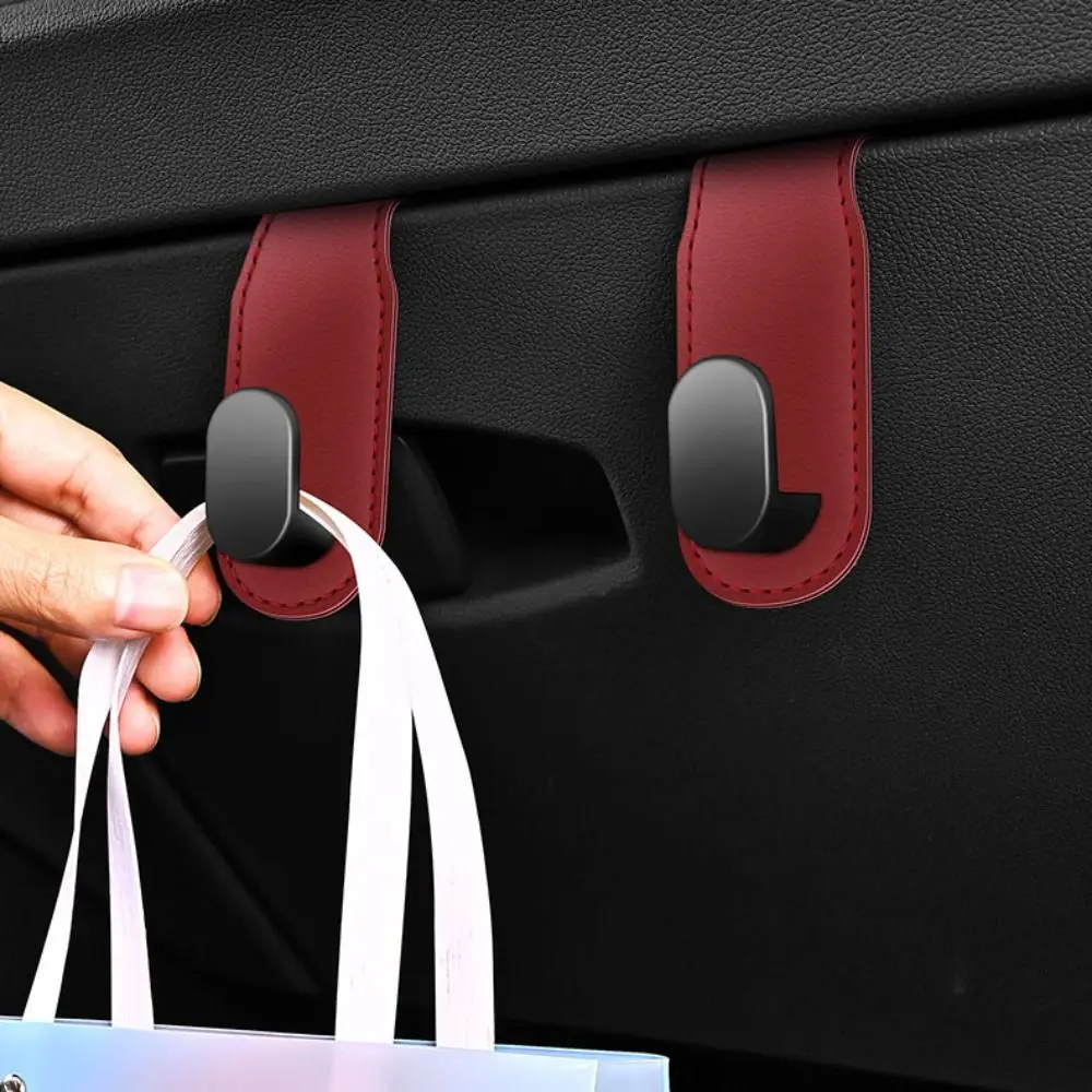 Durable Hidden Car Glove Box Hook Space-Saving Foldable Car Hanging Hook PU Leather Paste Installation Seat Back Hanger Storage