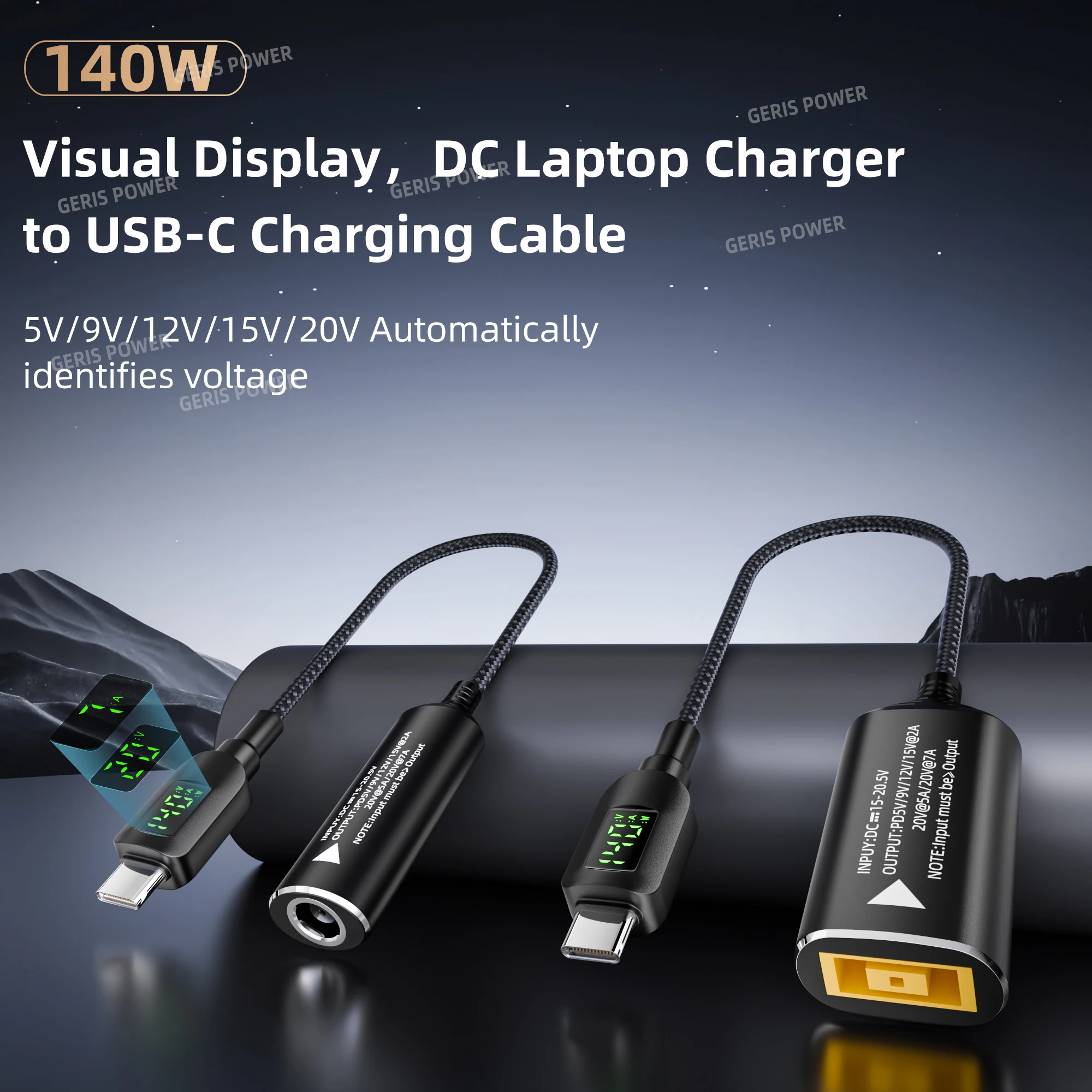 ​ PD100W 140W Tipo C Cabo Adaptador de Display Digital para Lenovo HP Asus Carregador Universal de Laptop para USB-C Cabo de Carregamento para MacBook