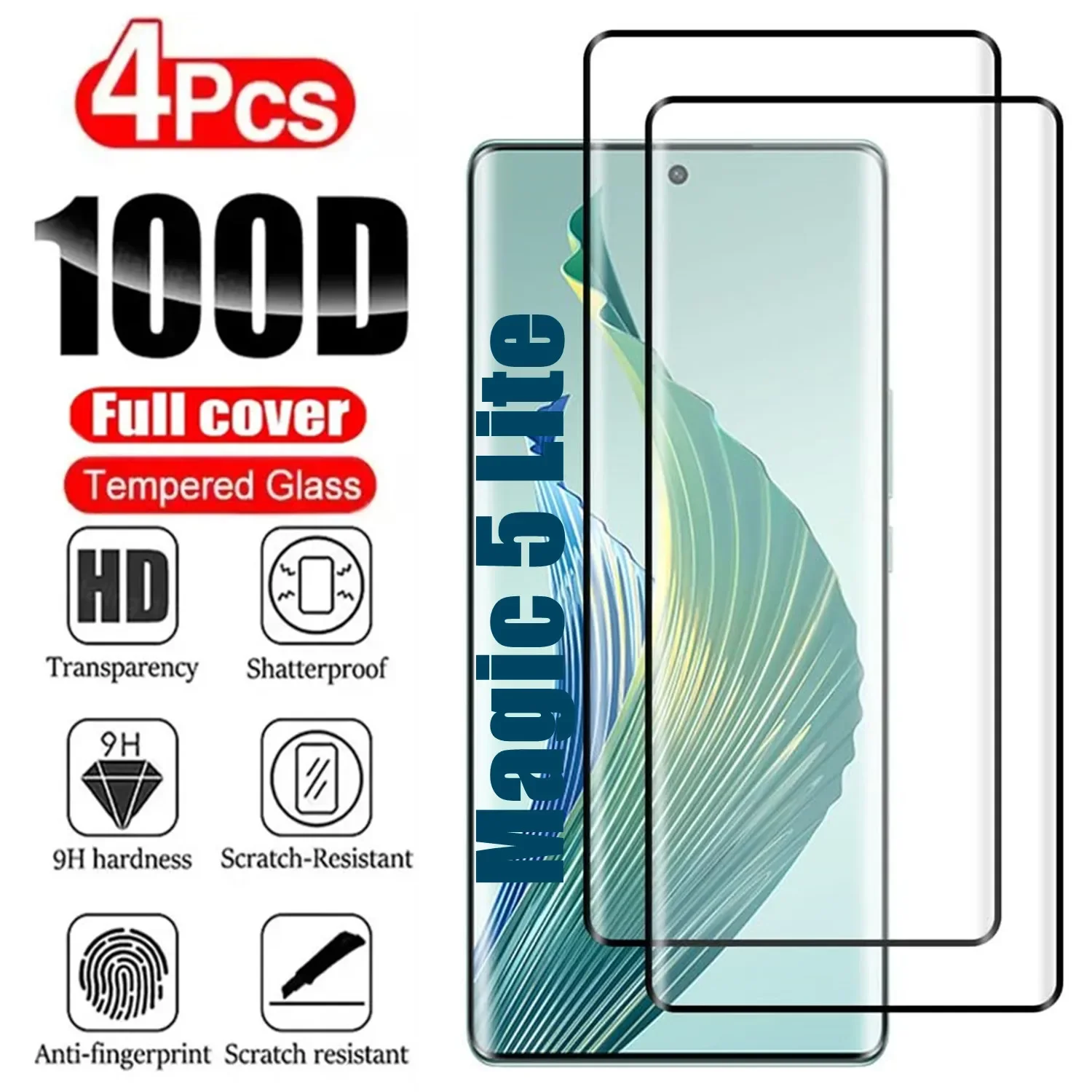 

1/4Pcs Tempered Glass For Honor Magic 5 Lite Full coverage Protector Glass Film 3D Screen Glass