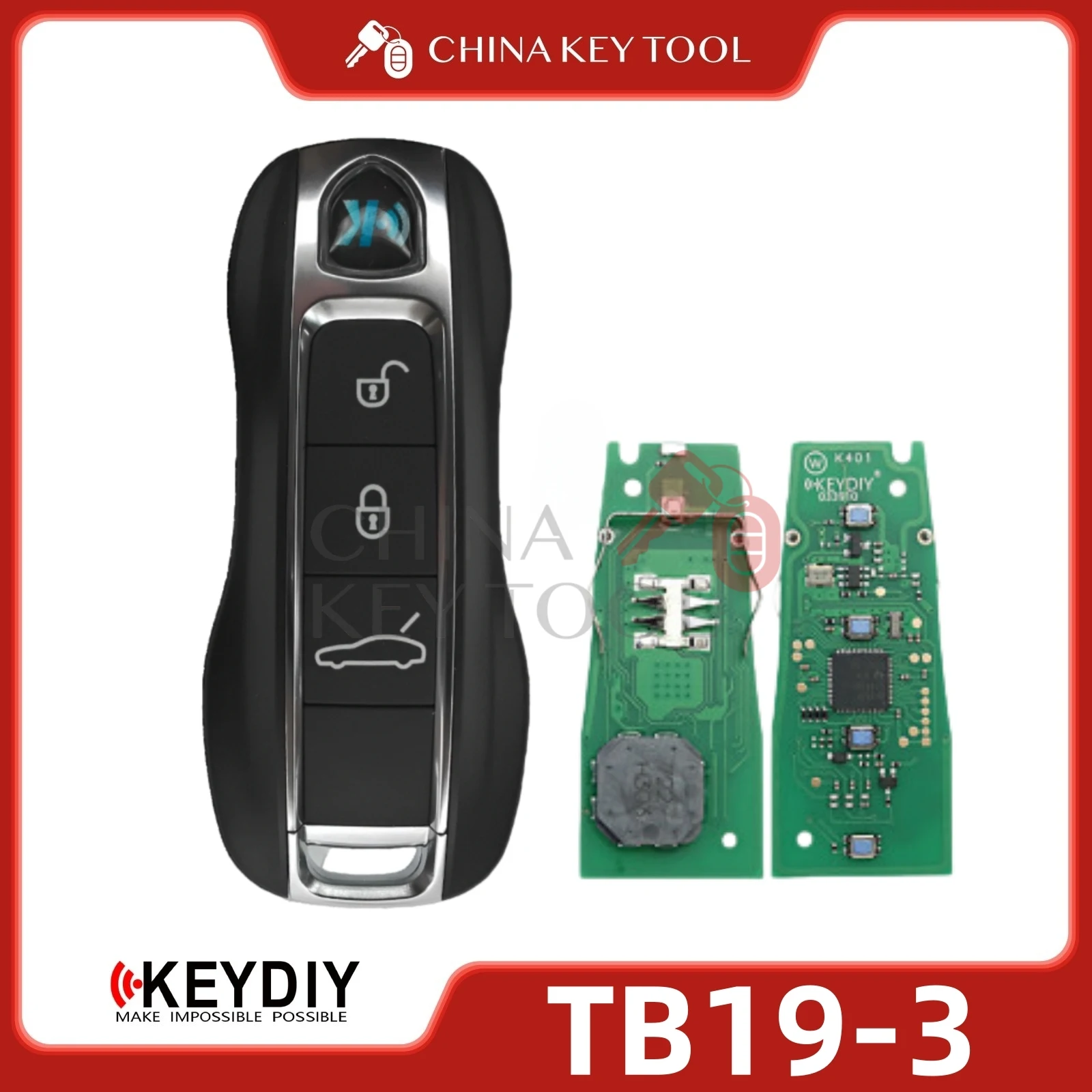 

Универсальный смарт-ключ KEYDIY KD TB19-3 с 3 кнопками, серия TB, совместим с Porsche