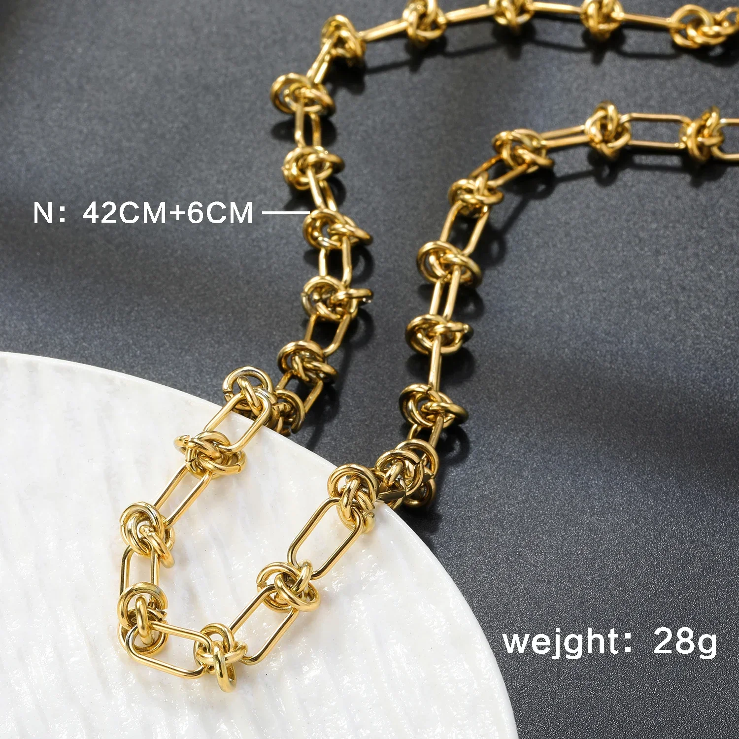 LUXUSTEEL Trendy Geometric Pendant Necklace Stainless Steel Female Necklace Waterproof Golden Simple Chain Pendant Jewelry Gift