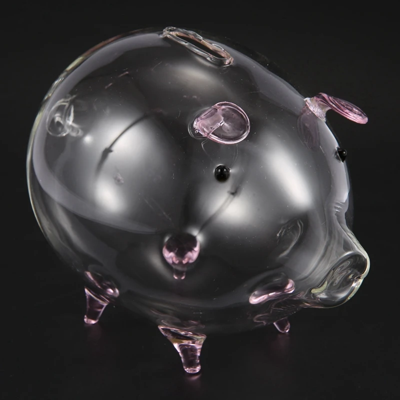 Hucha de cerdo para niños, Caja de Ahorro de monedas, recuerdo de cristal transparente, regalo de cumpleaños, 2 unidades