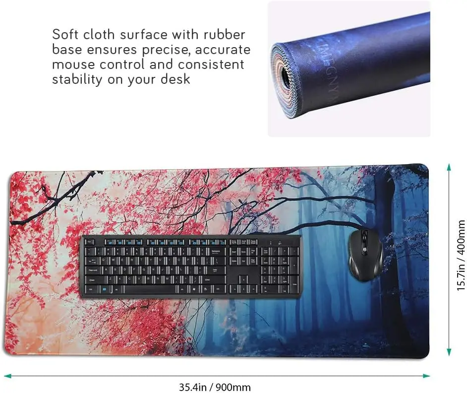 Extended Gaming Mouse Pad for Keyboard Mouse Pads with Stitched Edges  Non-Slip Rubber Base Mouse Mat for Laptop Computer Home