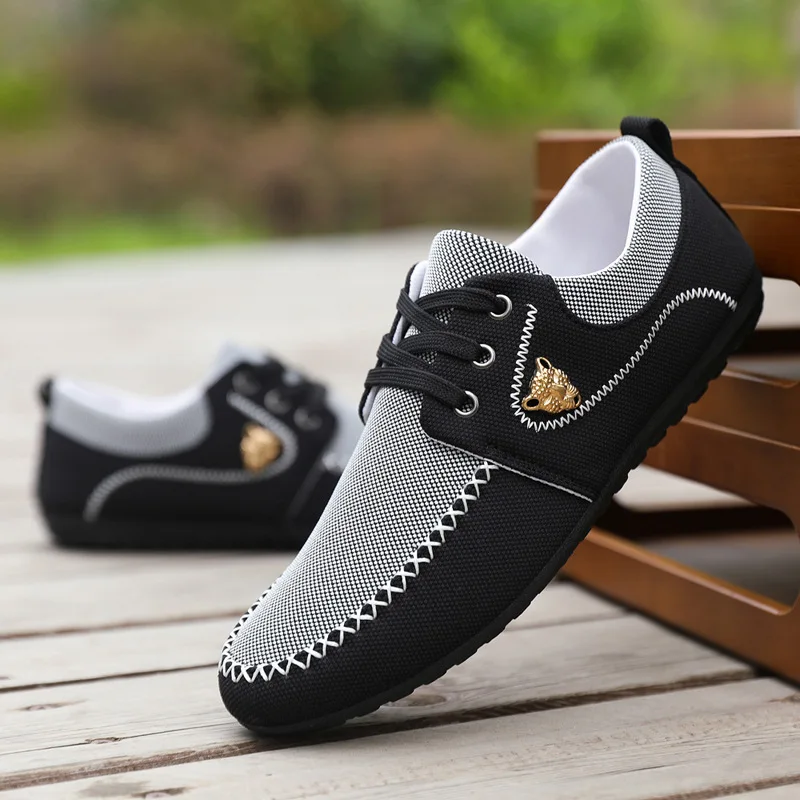 Men's Casual Flat Shoes New Outdoor Lightweight Breathable Canvas Shoes Men's Fashion Comfortable Driving Shoes Zapatos Mujer