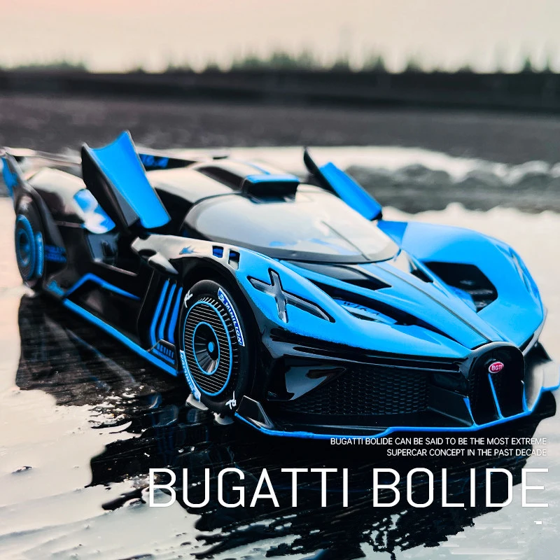 1:32 Bugatti Bolide Alloy Sports Car Model Diecast Metal Toy Racing Vehicles Car Model Simulation Sound and Light Childrens Gift