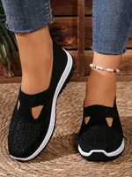 Women's Casual Mesh Sneakers – Cut-Out T-Strap & Cushioned Wedge Sole - Image 6
