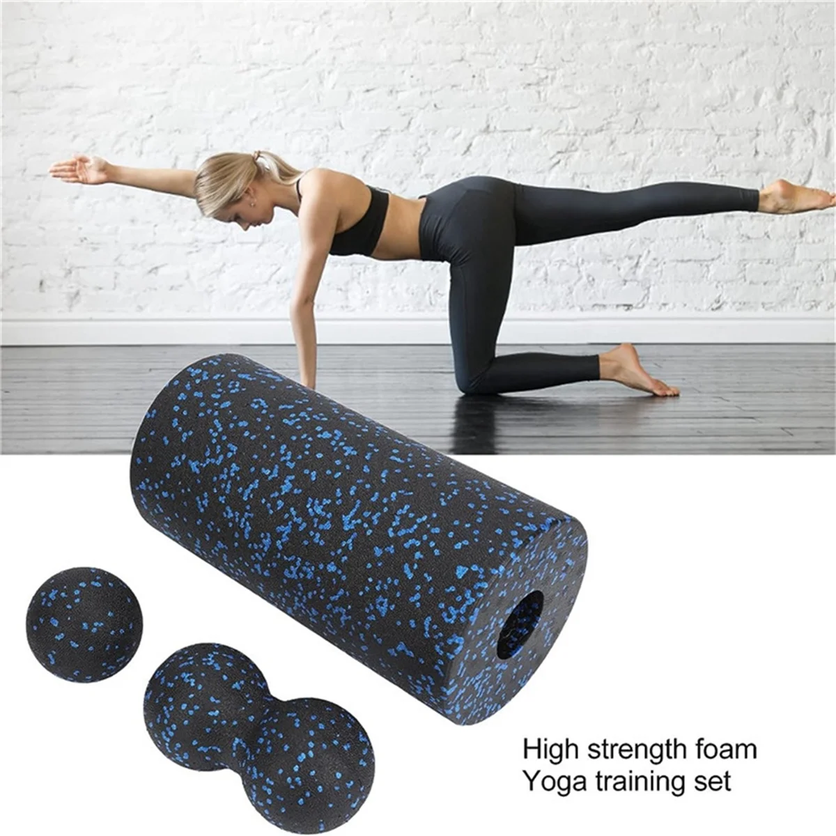 3PCS Yoga Roller Massage Peanut Ball Set EPP Fitness Foam Column for Back Pain Deep Tissue Stretching Muscle Relax--D