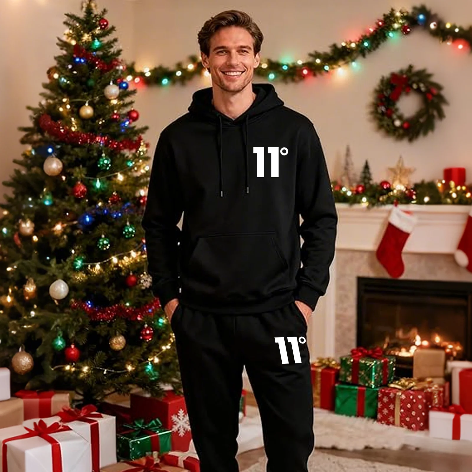 

Men's excellent pullover set - high-quality, comfortable two-piece hooded sweater set. 2026 fashionable jogging clothing. Loose