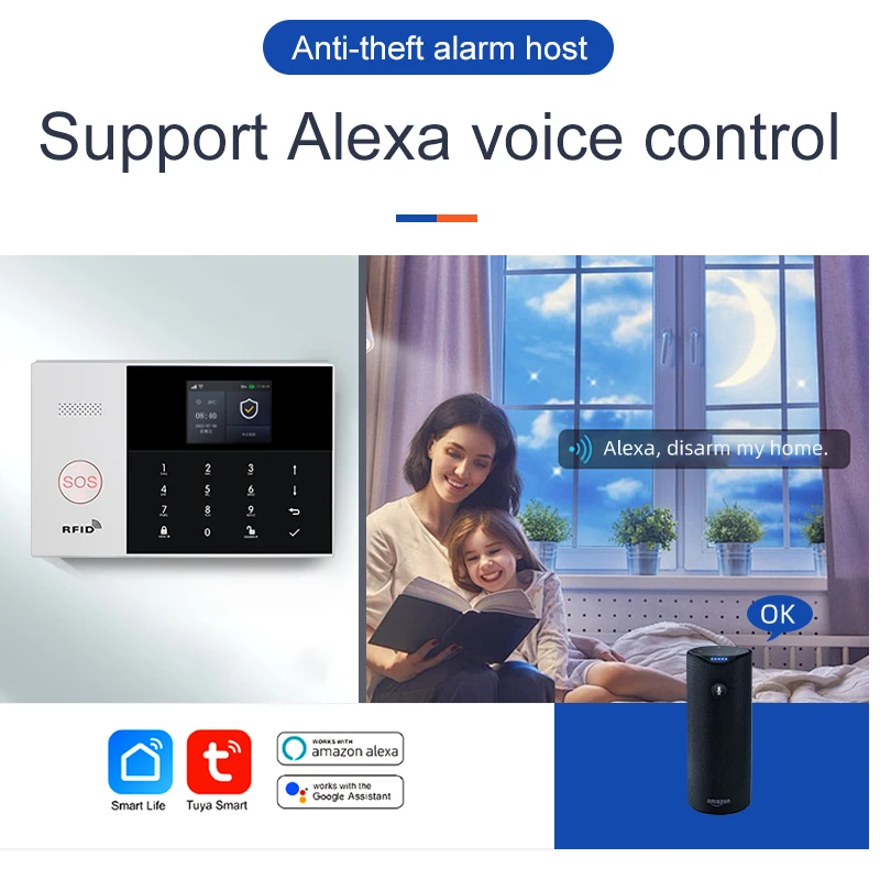 PGST PG-105 Kit de sistema de alarma de seguridad para el hogar inteligente Aplicación Tuya Smart Life Compatible con intrusos antirrobo Smart 4G WIFI G