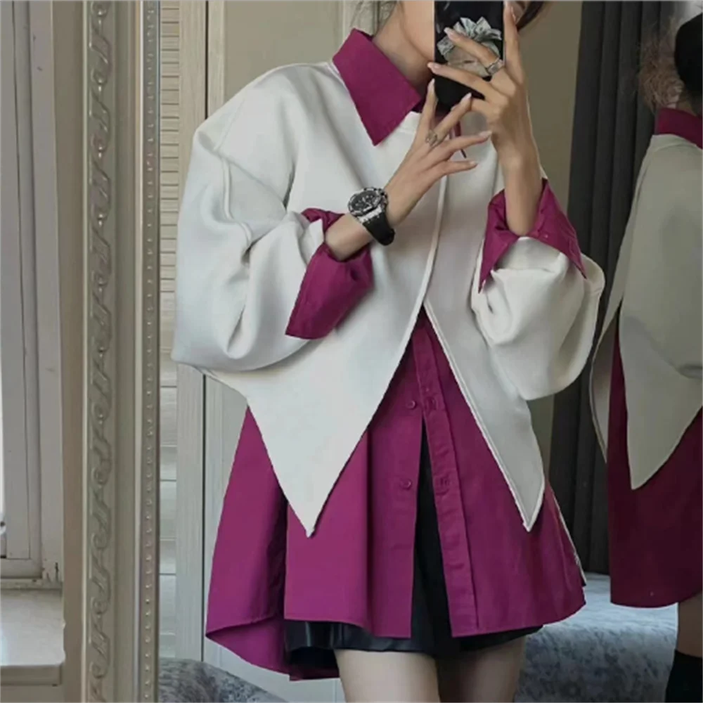 

Irregular fashion shirt jacket long autumn sleeves autumn jacket for women
