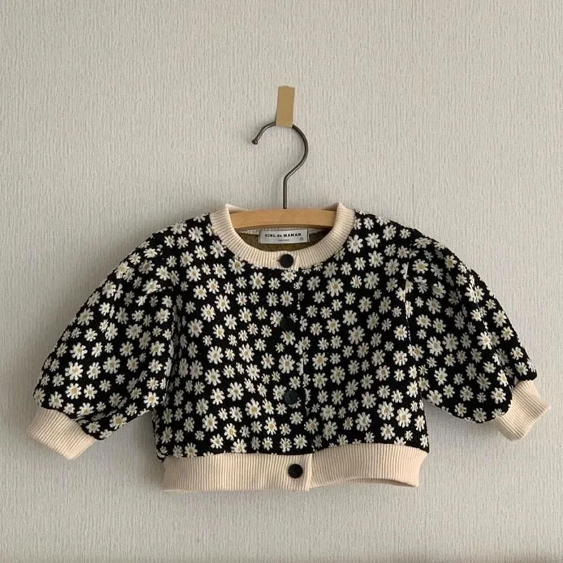 

2025 Autumn Keep Warm Newborn Clothes Infant Girls Fashion Floral Pattern Long Sleeve Round Neck Cardigan Jacket Coat