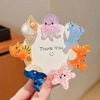 8/6/4Pcs Acetate Ocean Animal Hair Clips Summer Beach Non-Slip Hair Claws Crab Starfish Whale Hair Accessories for Women Girl - Image 2