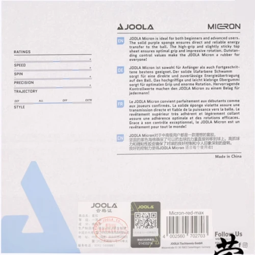 Imagen 2 del producto Joola micras tenis de mesa espinillas de goma en poco pegajoso buena velocidad y giro buen control goma de ping pong