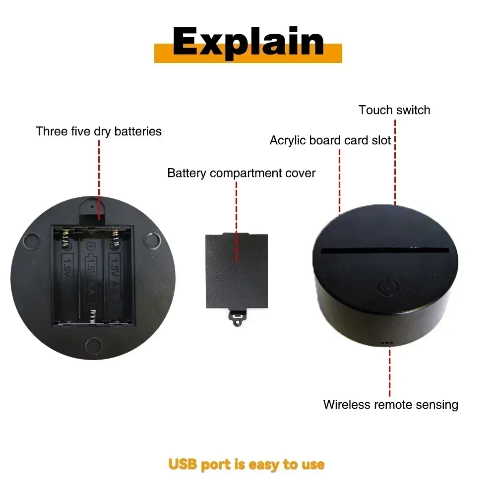 3D Illusion LED Night Ligh Stitch Lamps Remote Control Smart Touch Home Room Decor Lamp Christmas Valentine's Day Birthday Gifts