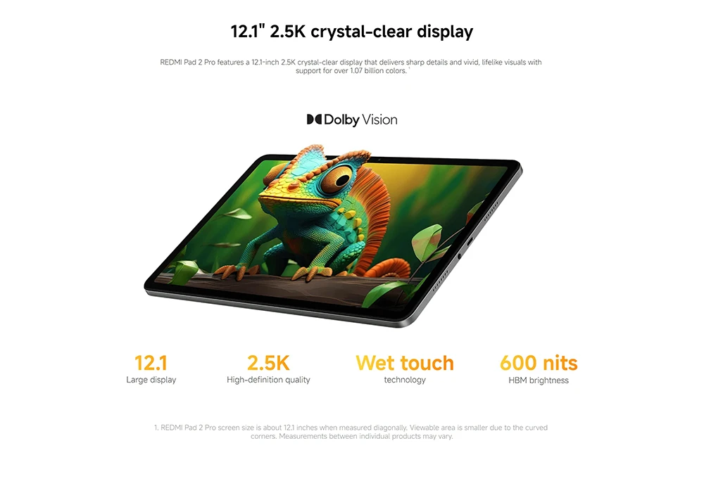 Xiaomi Redmi Pad 2 Pro WIFI Global Version 12.1' 2.5K 120Hz Refresh Rate 12000mAh Battery Snapdragon® 7s Gen 4 Mobile Platform