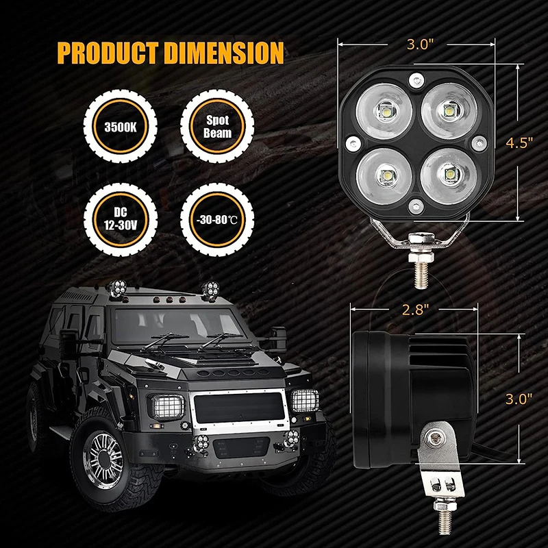 

Motorcycle LED spotlight work light for cars lights flood fog lights car off-road truck ATV motorcycle accessories flasher light