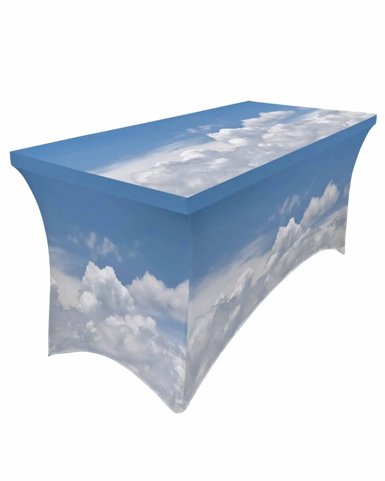 

Sky Clouds White Elastic Table Skirt Wedding Birthday Table Decoration Table Skirt Tablecloth for Party