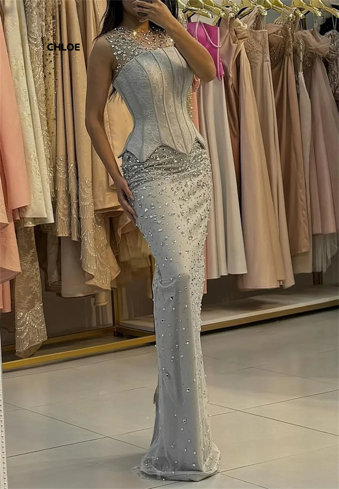 

Fish Tail Evening Dresses Woman Elegant Party Dresses for Women 2024 Custom Made Round Collar Ball Gown Luxury Dress Sleeveless