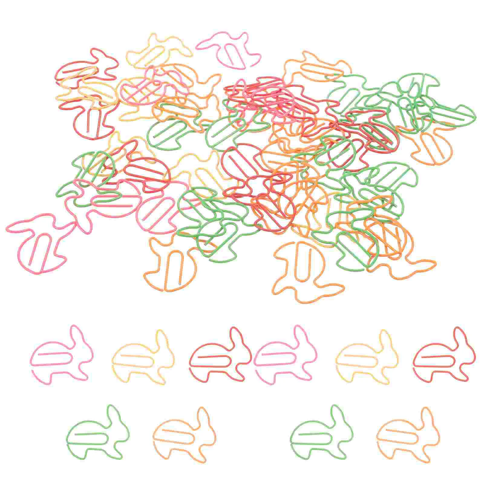 

50Pcs Lovely Rabbit Shaped Clips Paper Clips Creative Note Clips Paper Pin Clip for Party Gift Office Hand Account ( Color)