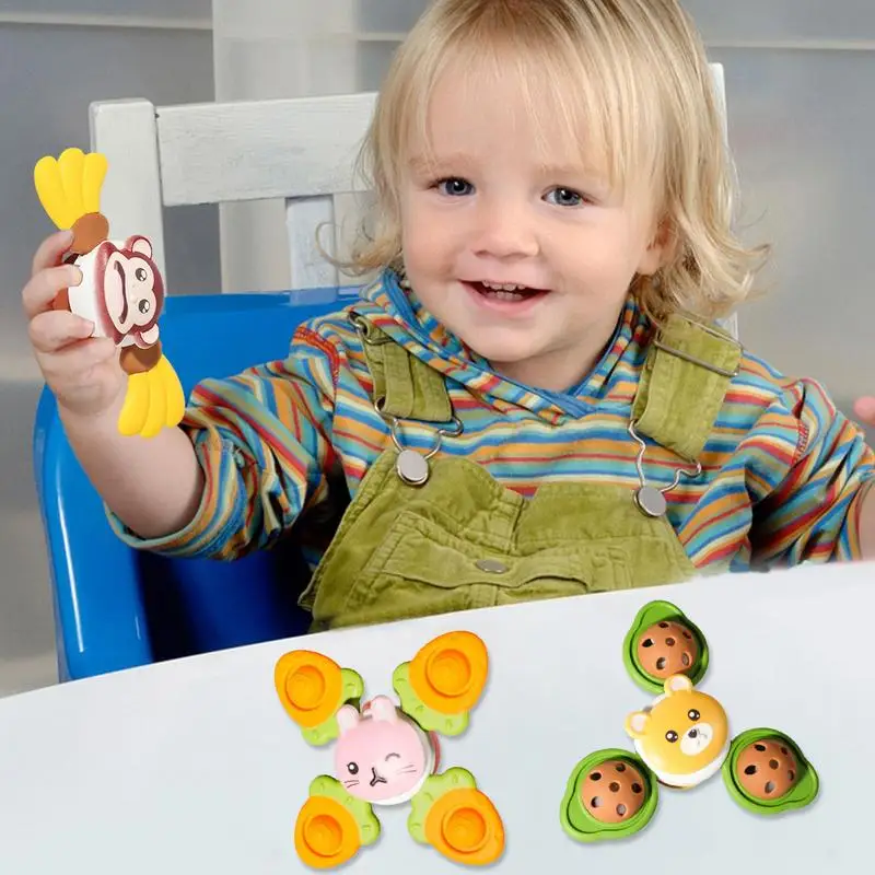 Juguete giratorio de animales marinos de dibujos animados para bebés, juguetes de baño para niños de 0 a 3 años, taza de succión superior, alivio del estrés educativo