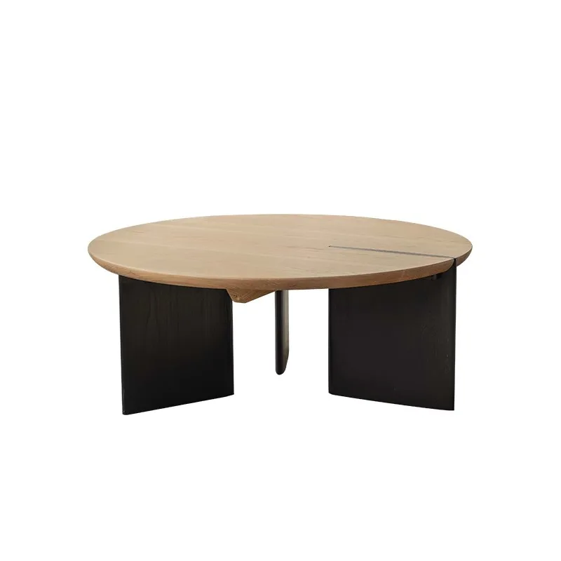 

Nordic solid wood black walnut coffee table living room creative round expression ins style modern simple light luxury furniture