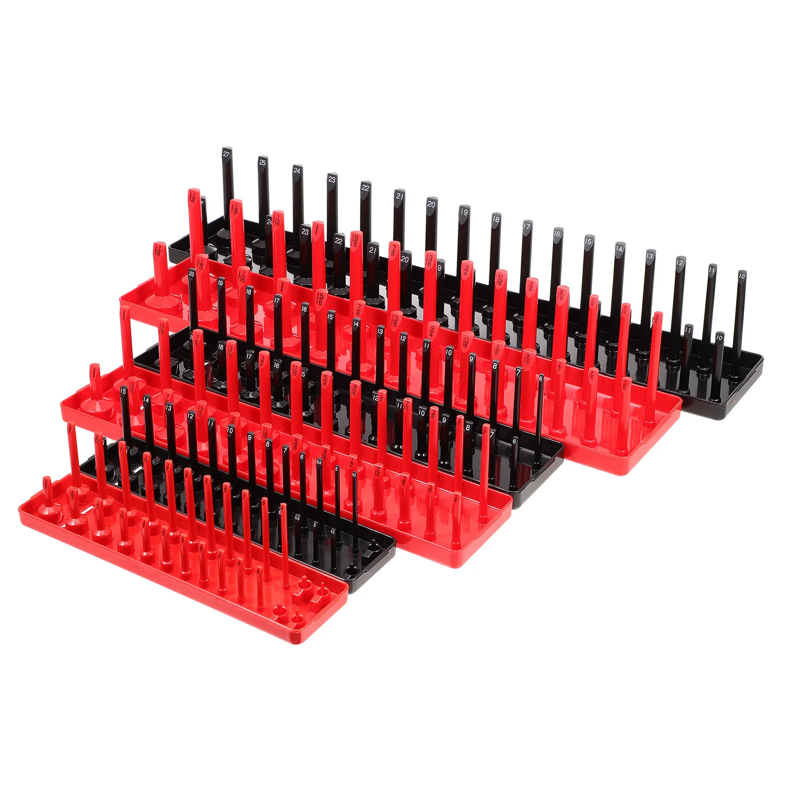 6pcs Organizer Tray Set 1/4-Inch 3/8-Inch 1/2-Inch Tool Storage Holder Durable Socket Rack For Organized Workshop Workspace
