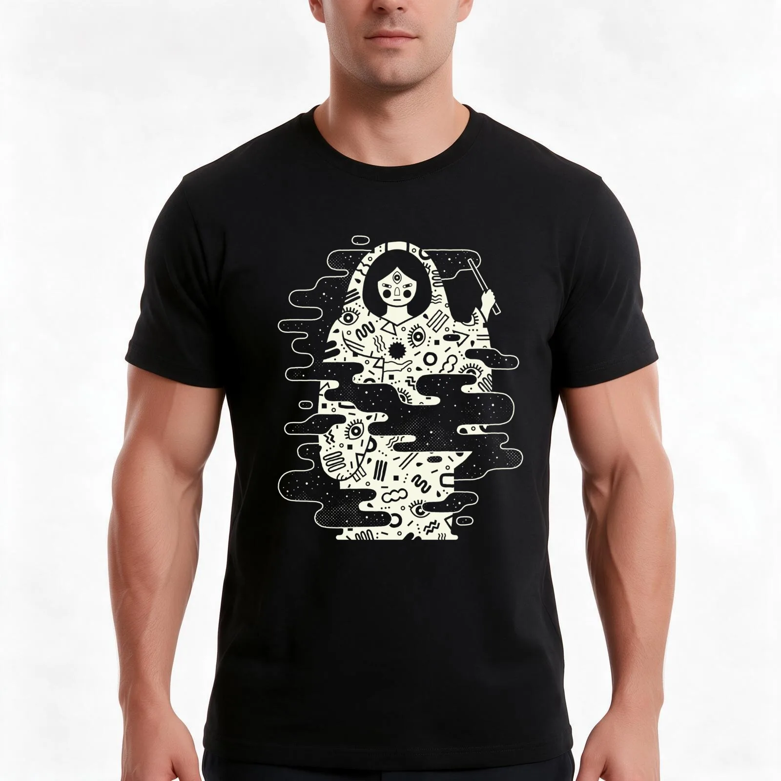The Magician: Black Magic T-Shirt, Summer Casual Cotton Tee, Oversized Streetwear Tops, Vintage Graphic Print, Unisex Men Women