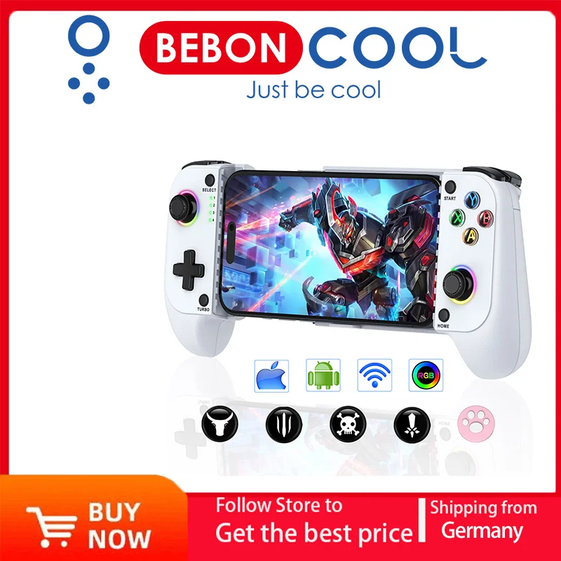 Manette de jeu pour téléphone portable BEBONCOOL, joystick pour iPhone Android, contrôleur Bluetooth avec déclencheur et stick à effet Hall, jeu mobile