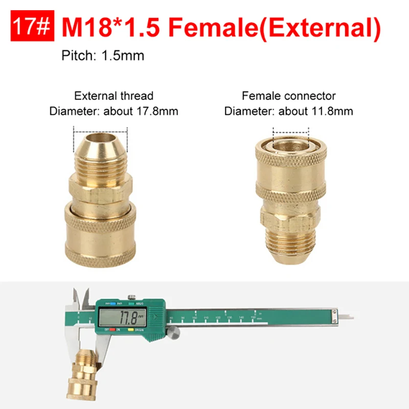 High Pressure Cleaner Car Washer Fitting Brass Adapter Connector M14 M22 Male Female Coupler 1/4 Inch Quick Connect Socket