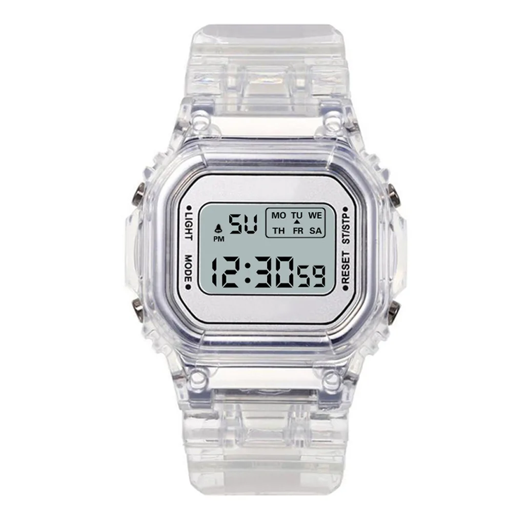 Reloj electrónico transparente para mujer, cronógrafo de pulsera LED, deportivo, resistente al agua, regalo Multicolor para estudiantes