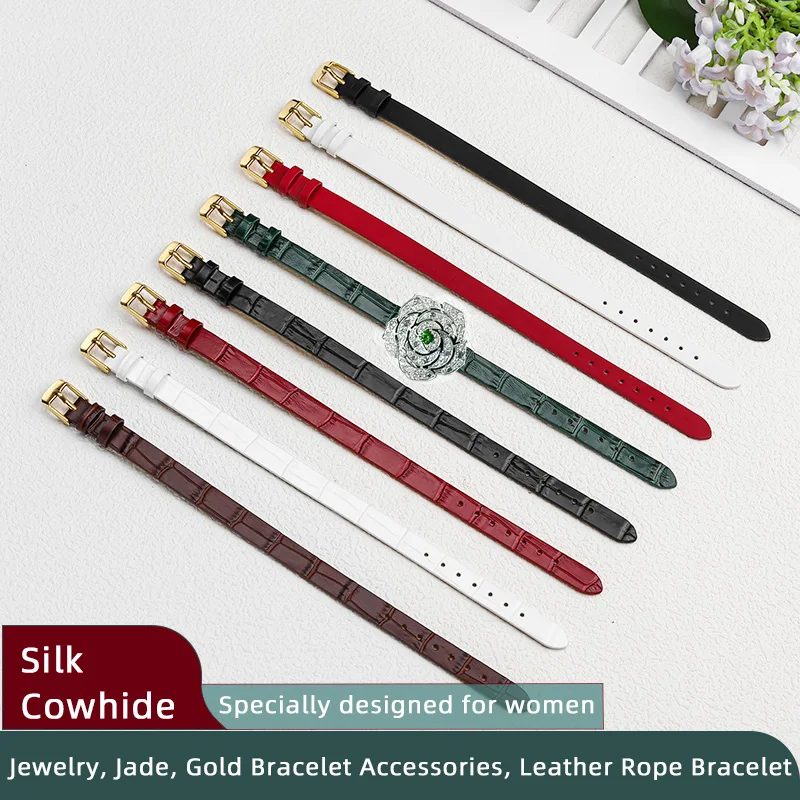 

Women 10mm Leather Strap For Armani CK JULIUS DW 10mm Strap Small Size Bracelet WatchBand Integrated Watch Strap Red White Green