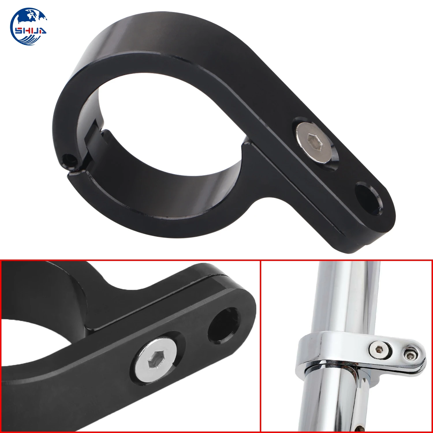 Universal Motorcycle Black Handlebar Mounts Clamp Clock Kit 25