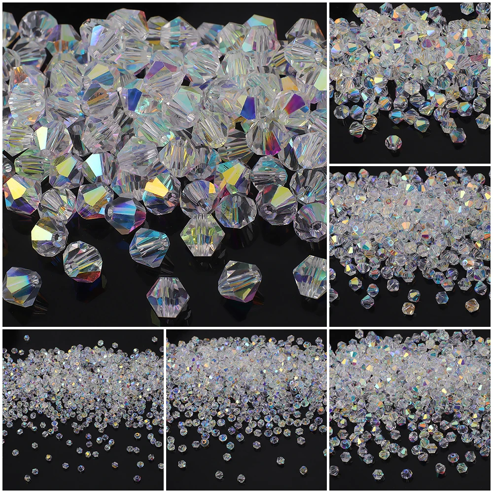 الأوجه كريستال زجاج Bicone الخرز AAA جودة لامعة AB إنهاء فضفاض الخرز DIY بها بنفسك اليدوية صنع المجوهرات أساور أقراط