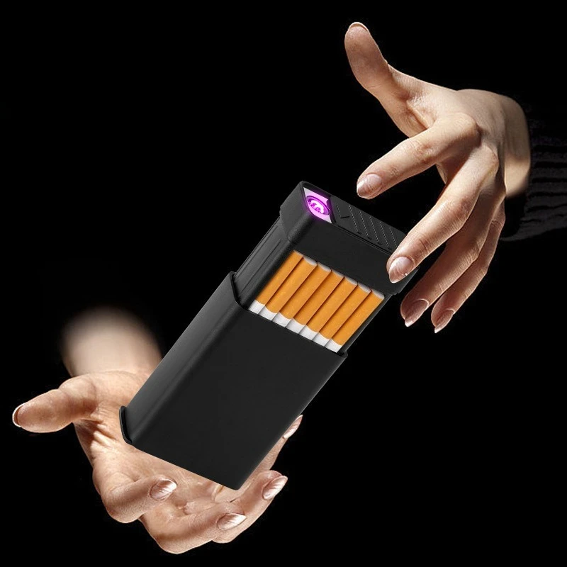 New 20 Packs of Cool, Thick and Thin Universal Charging and Pulling Hidden Arc Cigarette Box Lighter Windproof Cigarette Lighter