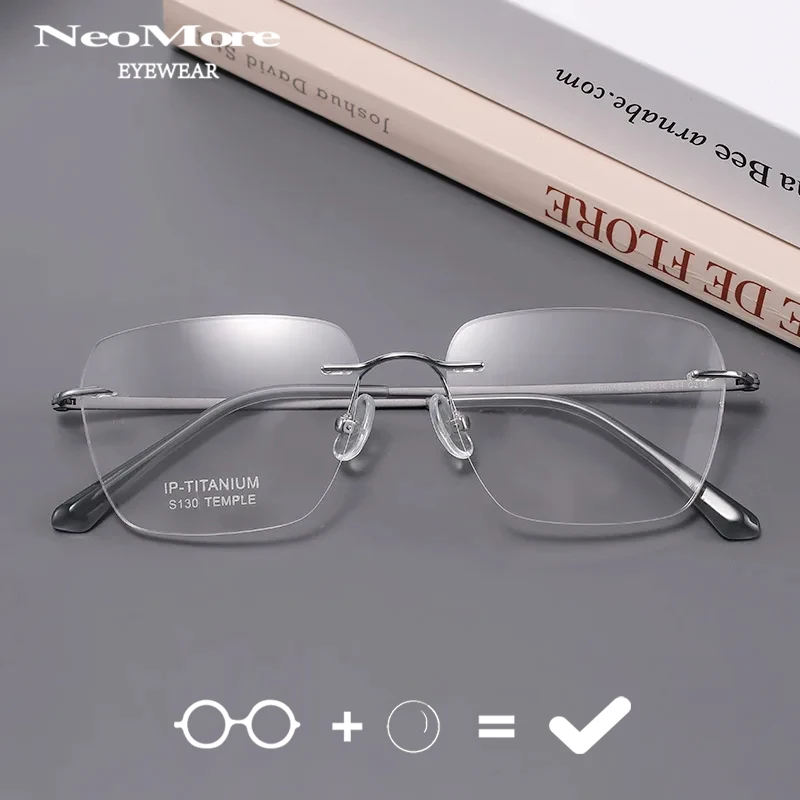 

High Quality High Quality Prescription Rimless Glasses Ultra Light Square Myopia Presbyopia Glasses Optical Men's Woman Progress
