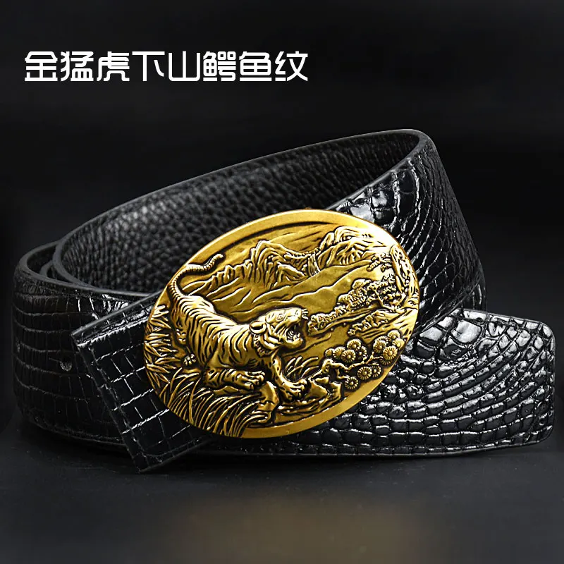 men\'s belt China Dragon Belt business casual High-quality crocodile pattern leather belt young men\'s fashion Luxury jeans belt