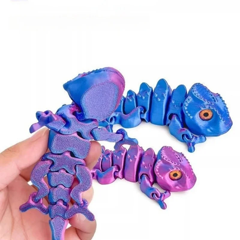 3D Printing Chameleon Figures Multi-joint Movable  Simulation Eyes for Home Accessories Kids  Gift Living Room Decoration